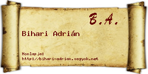 Bihari Adrián névjegykártya